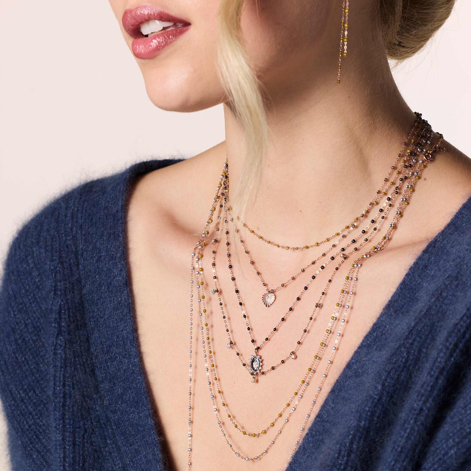 Gigi Clozeau - Silberfarbene Halskette Classique Gigi, Roségold, 60 cm