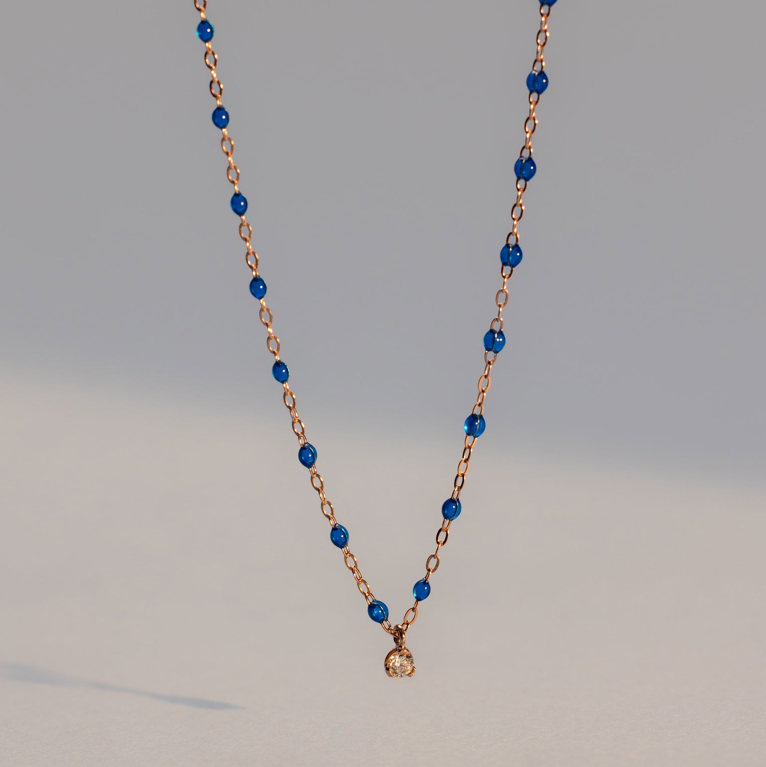 Gigi Clozeau - Collier saphir Gigi Suprême, or jaune, 1 diamant, 42 cm