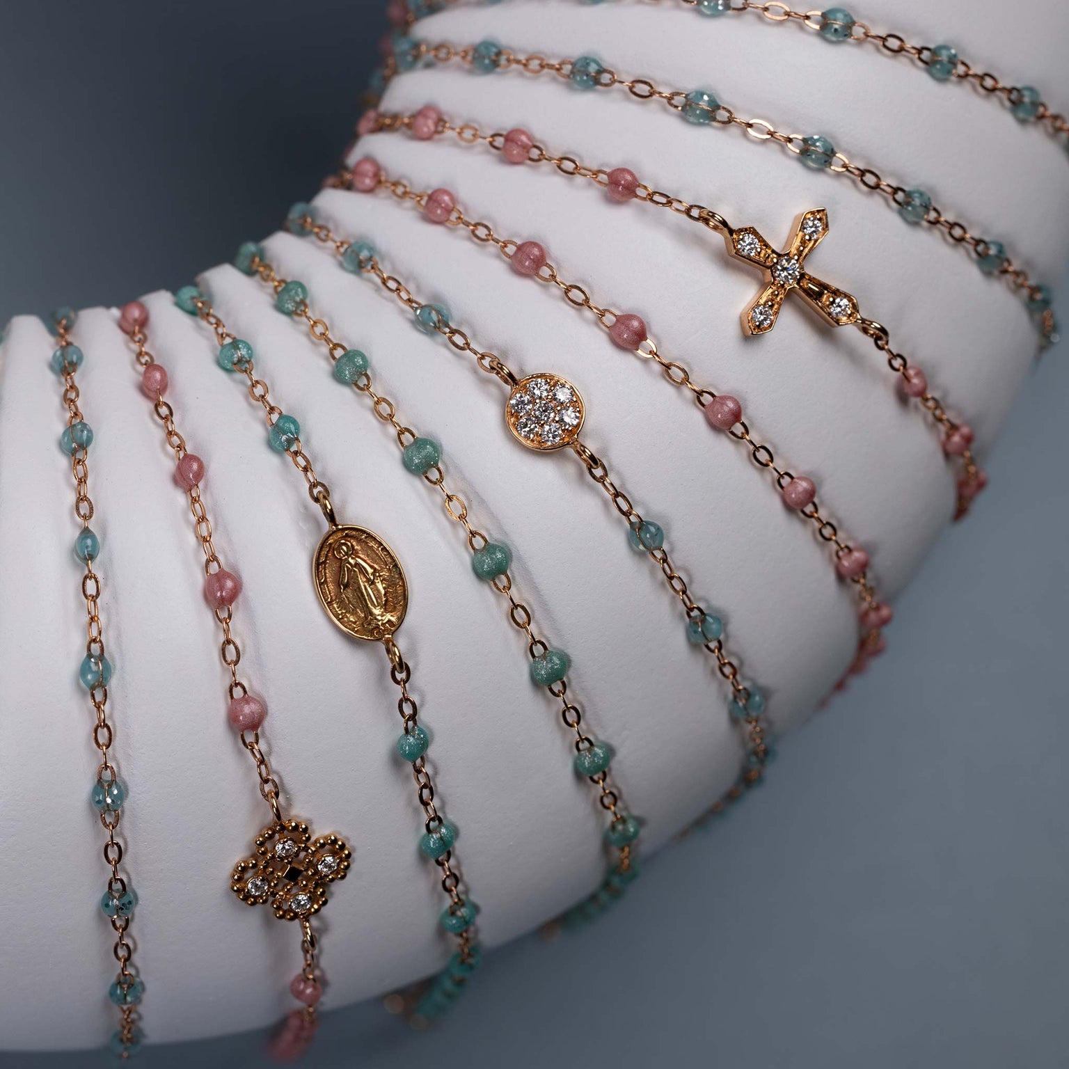 Gigi Clozeau - Armband Lucky Trèfle in Blush, Diamanten, Roségold, 17 cm