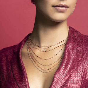 Gigi Clozeau - Rote Halskette Classique Gigi, Roségold, 42 cm
