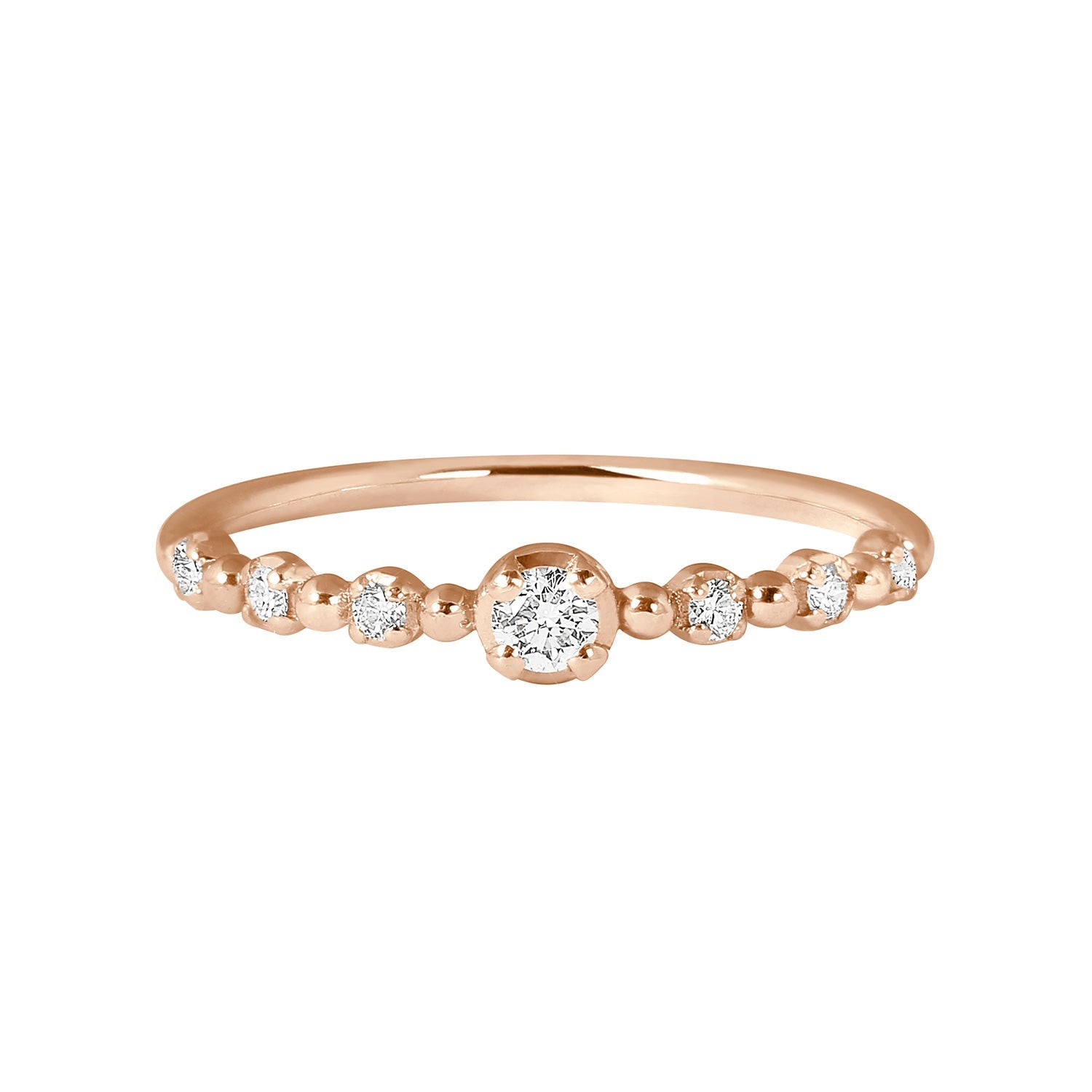 Gigi Clozeau - Bague Solitaire Gigi, diamants, or rose, T 54