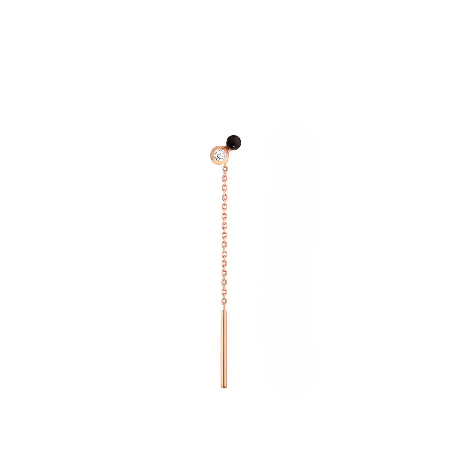 Gigi Clozeau - Boucle d'oreille unique Dot, résine noire, diamant, or rose