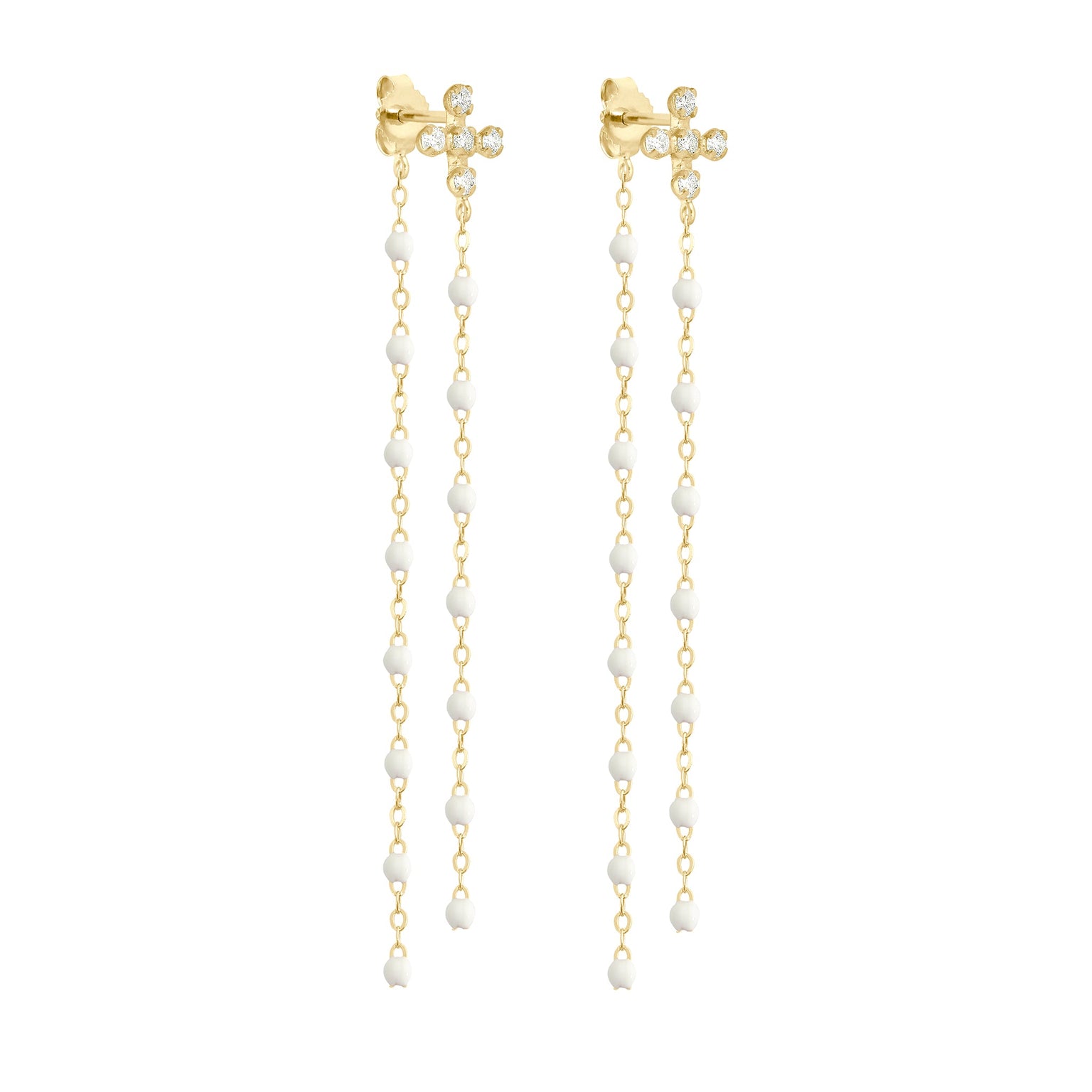 Gigi Clozeau - Boucles d'oreilles Dansantes blanches Spark diamants, or jaune