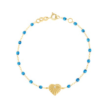 Gigi Clozeau - Bracelet azur Cœur Lumière, diamant, or jaune, 17 cm