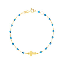 Gigi Clozeau - Bracelet azur Croix, or jaune, 17 cm