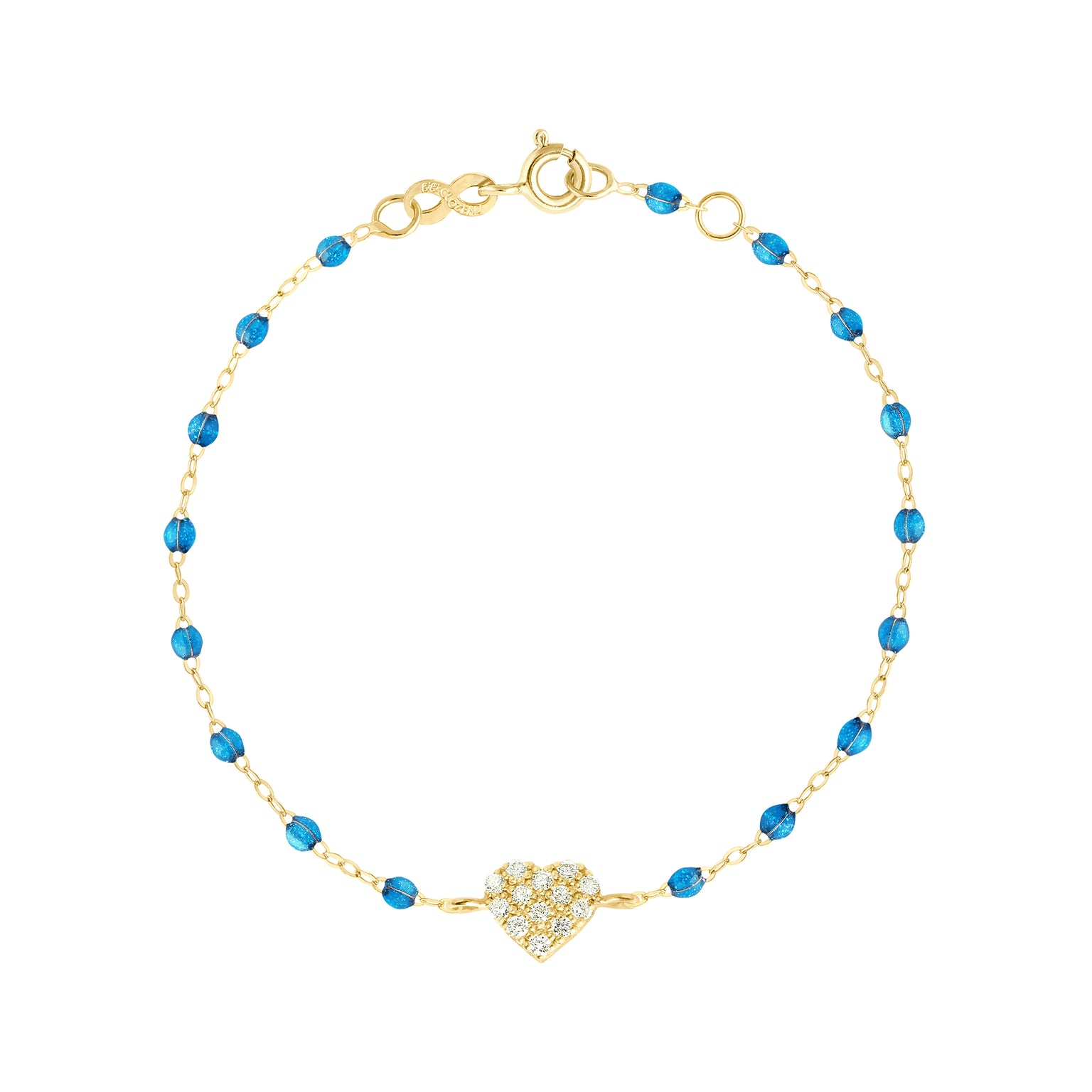 Gigi Clozeau - Bracelet azur In Love, diamants, or jaune, 17 cm