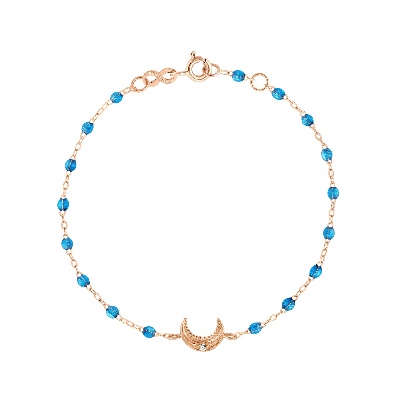 Gigi Clozeau - Bracelet azur Lune, diamant, or rose, 17 cm