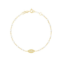 Gigi Clozeau - Bracelet blanc Clin d’œil diamants, or jaune, 17 cm