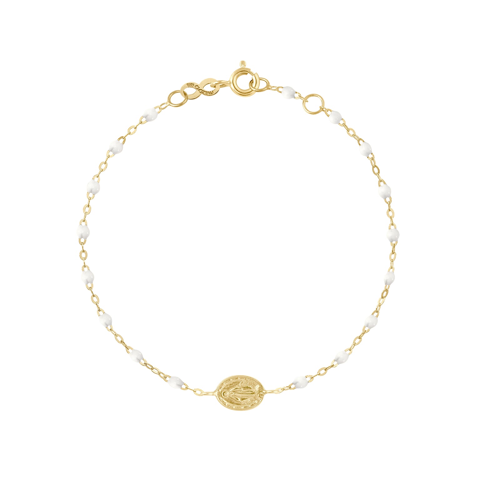 Gigi Clozeau - Bracelet blanc Madone, or jaune, 17 cm 