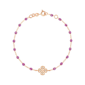 Gigi Clozeau - Bracelet galaxy Lucky Trèfle, diamants, or rose, 17 cm