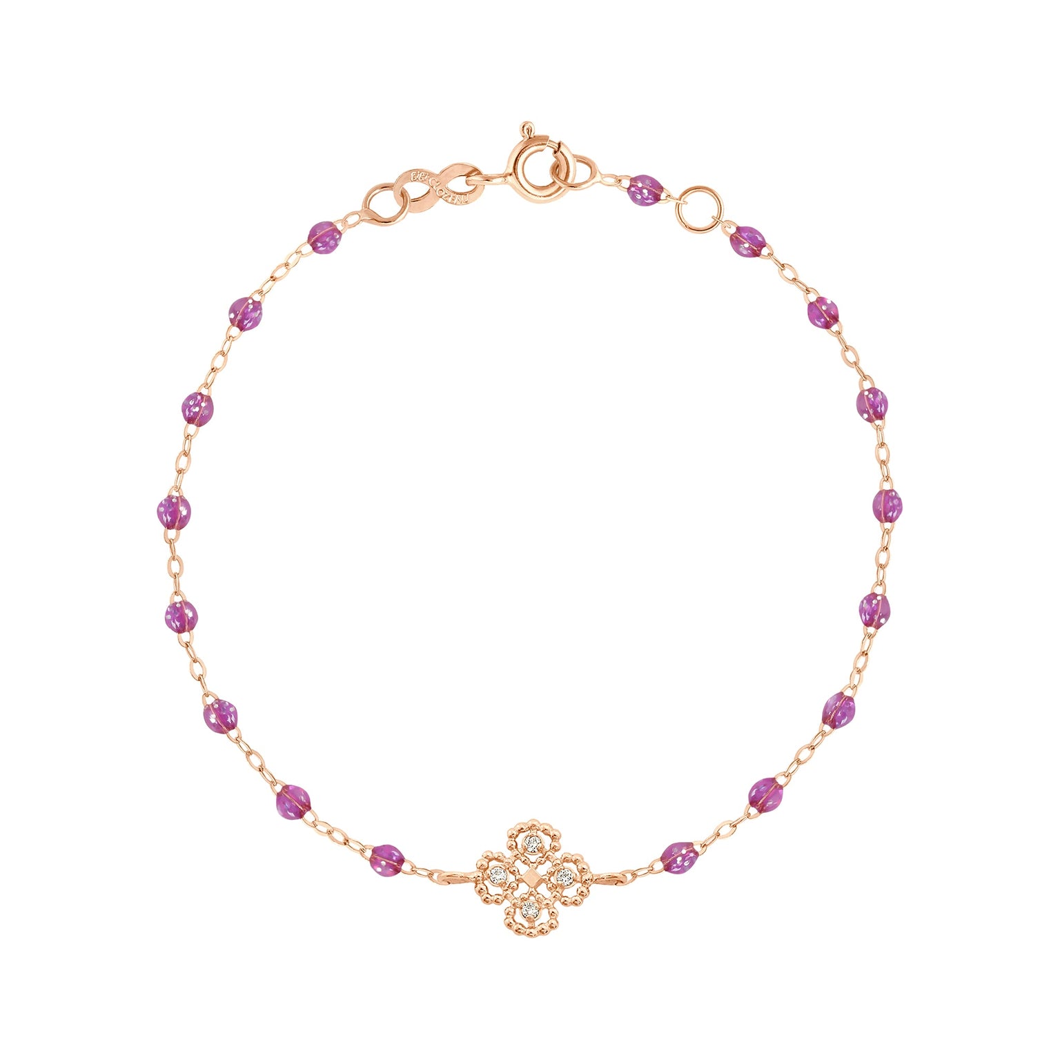 Gigi Clozeau - Bracelet galaxy Lucky Trèfle, diamants, or rose, 17 cm