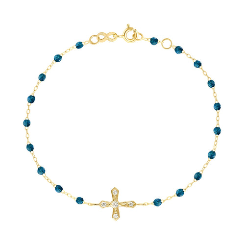 Gigi Clozeau - Bracelet jungle Croix Vintage, diamants, or jaune, 17 cm