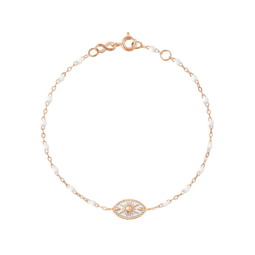 Gigi Clozeau - Bracelet Karma résine blanche, or rose, 17cm
