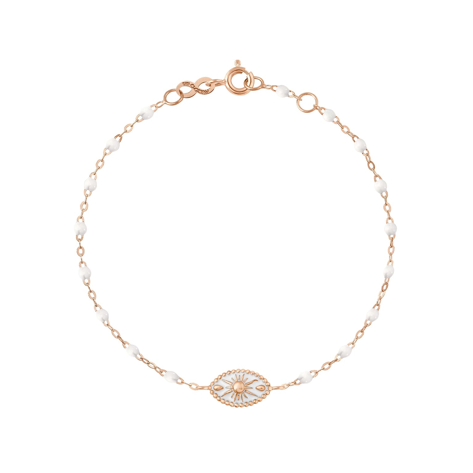Gigi Clozeau - Bracelet Karma résine blanche, or rose, 17cm