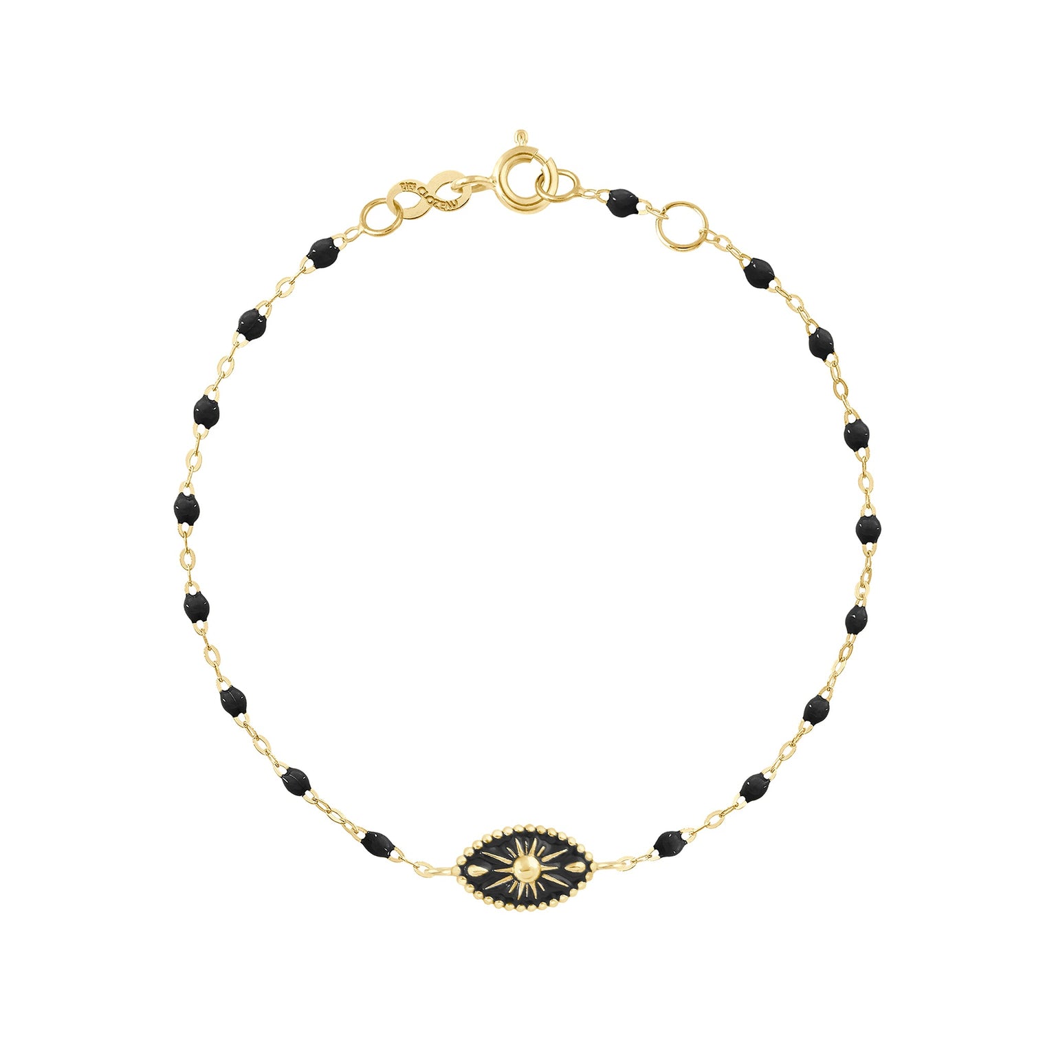 Gigi Clozeau - Bracelet Karma résine noire, or jaune, 17cm