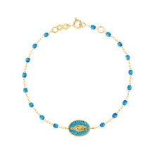 Gigi Clozeau - Bracelet Madone résine azur, or jaune, 17 cm