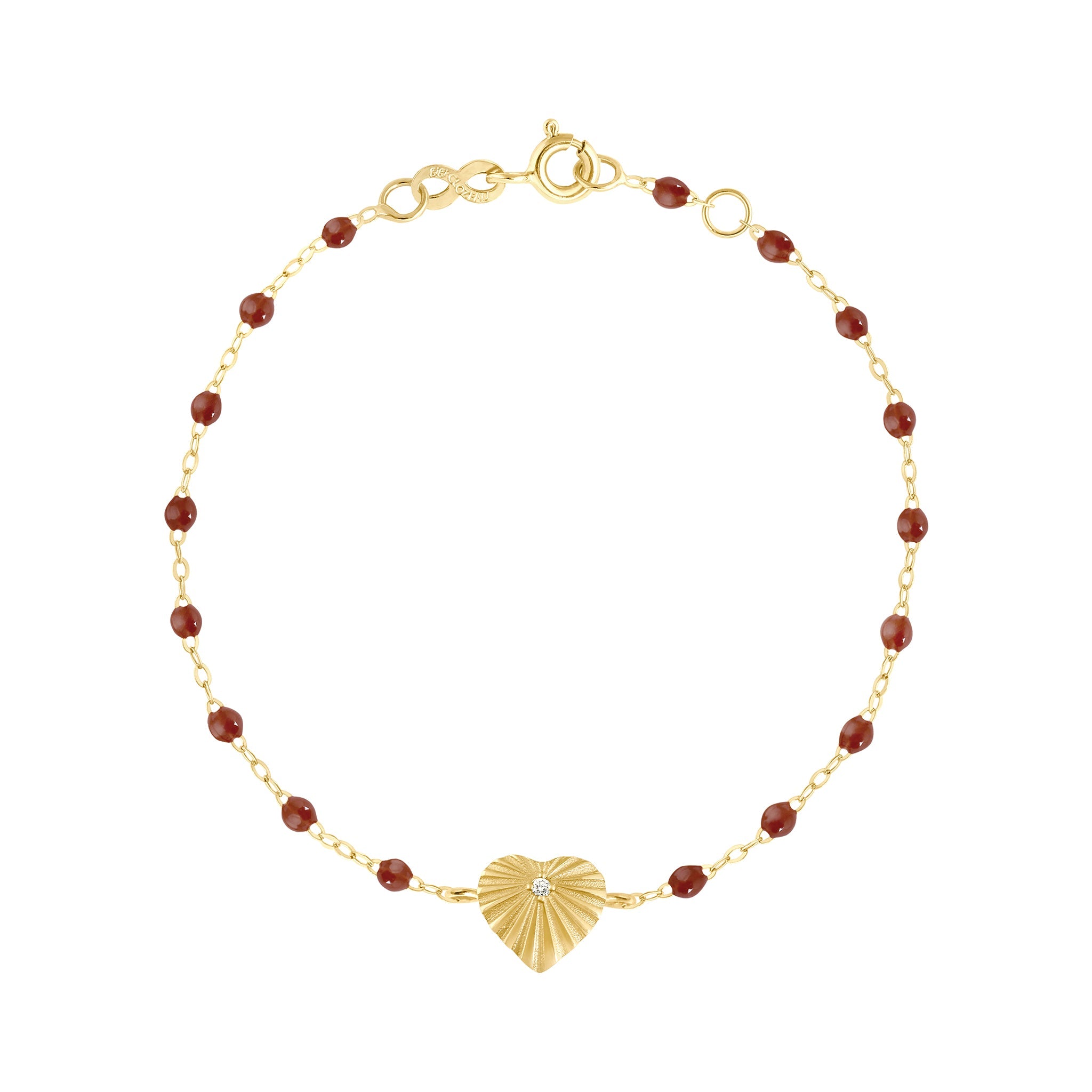 Gigi Clozeau - Bracelet moka Cœur Lumière, diamant, or jaune, 17 cm