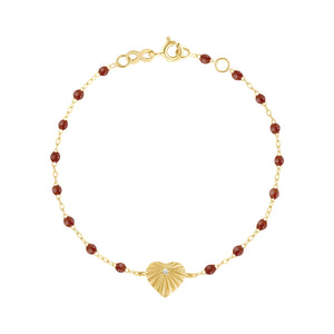 Gigi Clozeau - Bracelet moka Cœur Lumière, diamant, or jaune, 17 cm