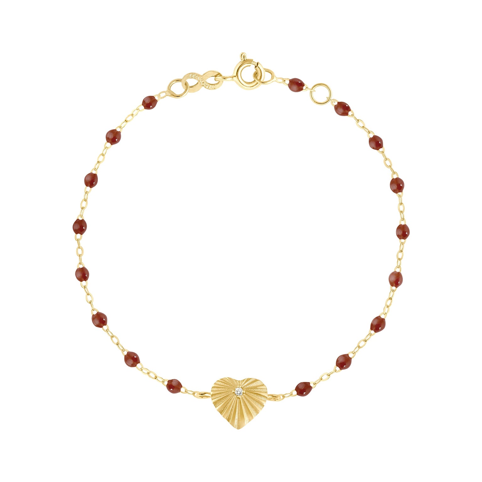 Gigi Clozeau - Bracelet moka Cœur Lumière, diamant, or jaune, 17 cm