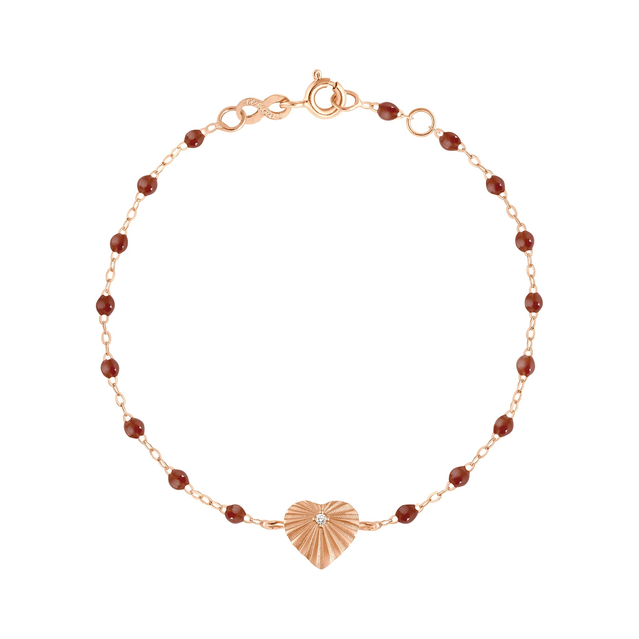 Gigi Clozeau - Bracelet moka Cœur Lumière, diamant, or rose, 17 cm