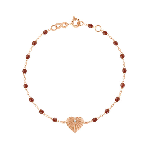 Gigi Clozeau - Bracelet moka Cœur Lumière, diamant, or rose, 17 cm