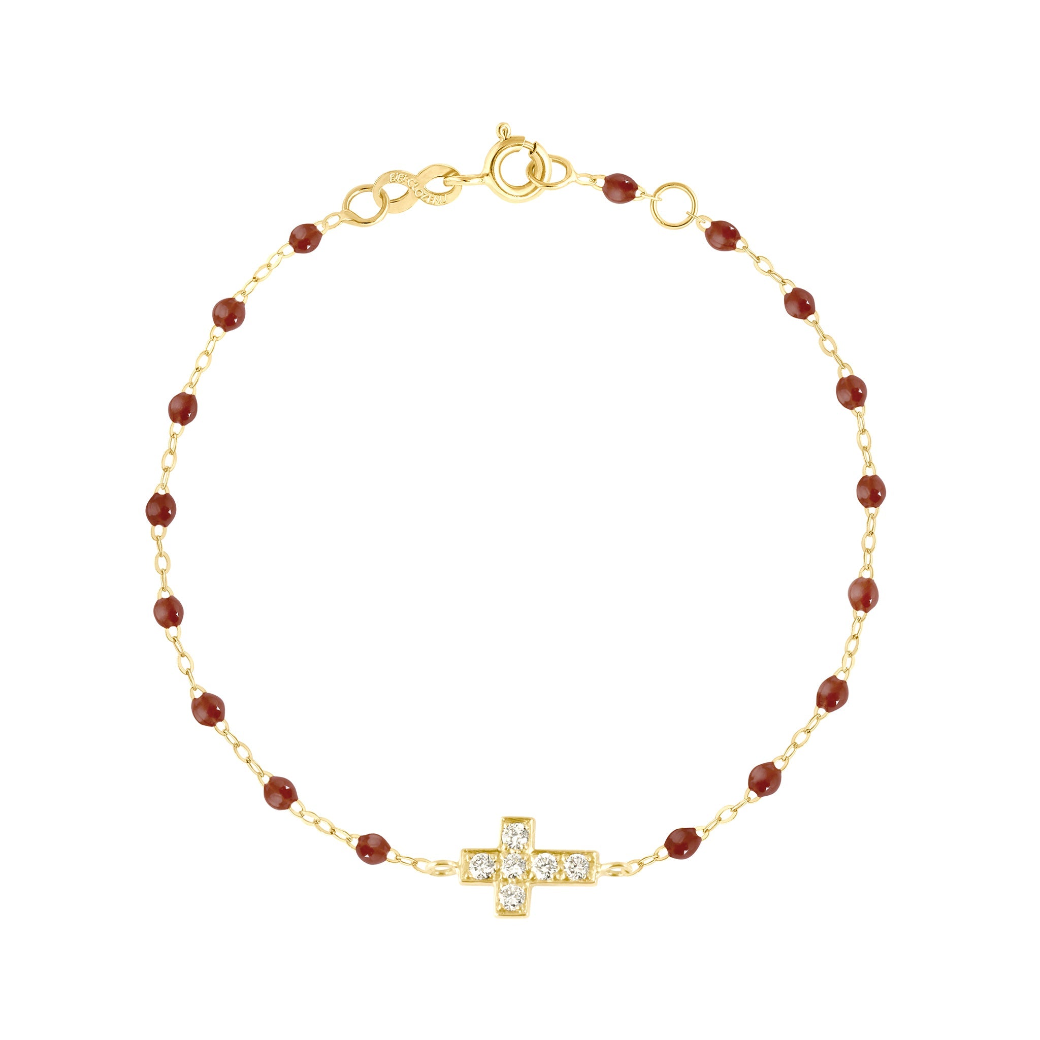 Gigi Clozeau - Bracelet moka Croix diamants, or jaune, 17 cm