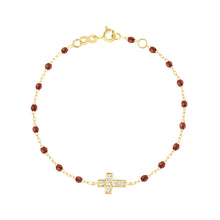 Gigi Clozeau - Bracelet moka Croix diamants, or jaune, 17 cm