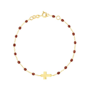 Gigi Clozeau - Bracelet moka Croix, or jaune, 17 cm