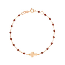 Gigi Clozeau - Bracelet moka Croix, or rose, 17 cm