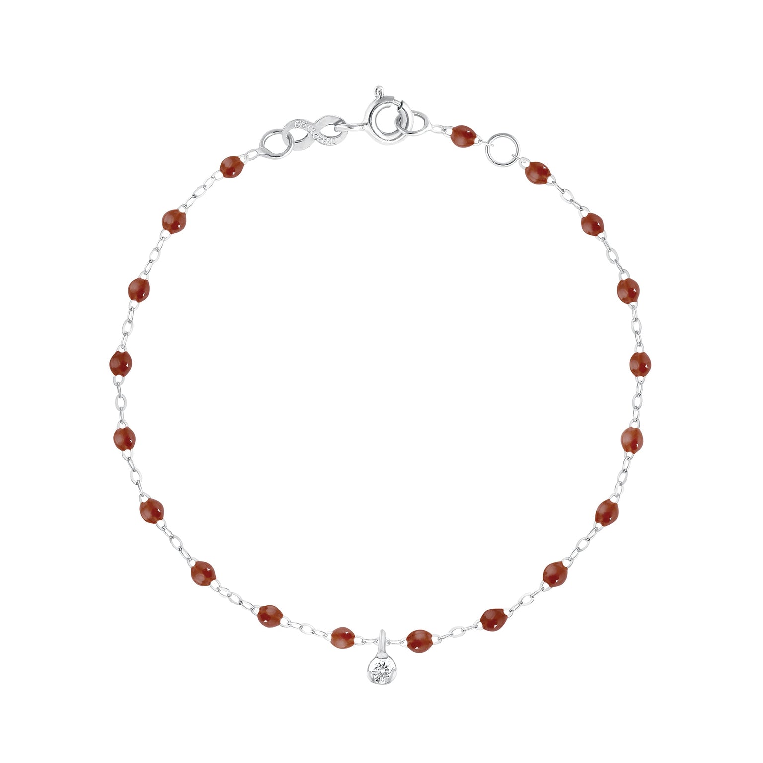 Gigi Clozeau - Bracelet moka Gigi Suprême, or blanc, 1 diamant, 17 cm