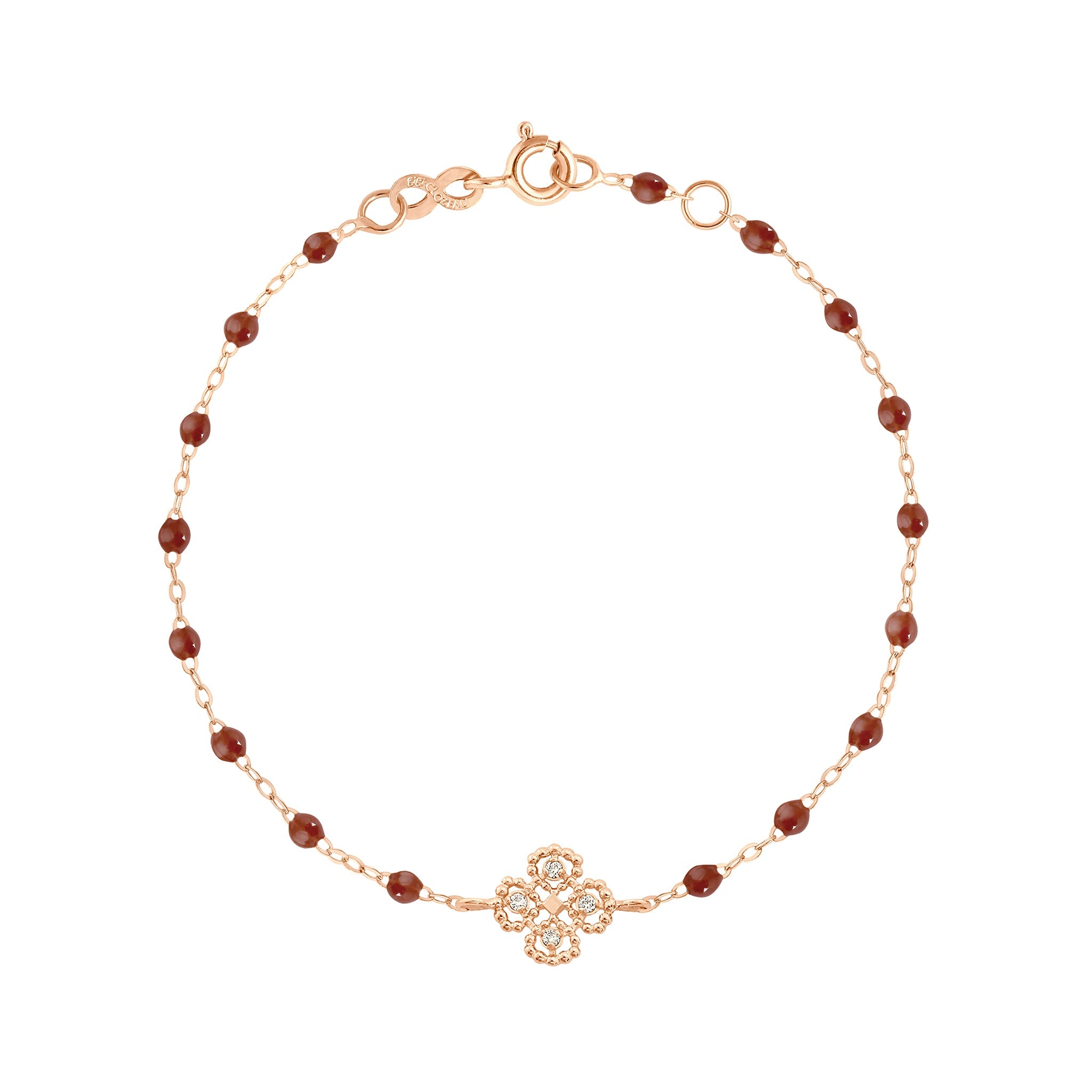 Gigi Clozeau - Bracelet moka Lucky Trèfle, diamants, or rose, 17 cm