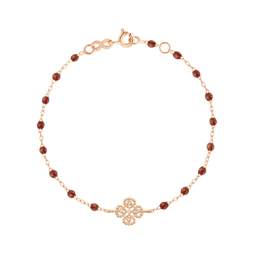 Gigi Clozeau - Bracelet moka Lucky Trèfle, diamants, or rose, 17 cm