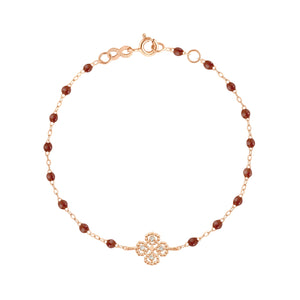 Gigi Clozeau - Bracelet moka Lucky Trèfle, diamants, or rose, 17 cm