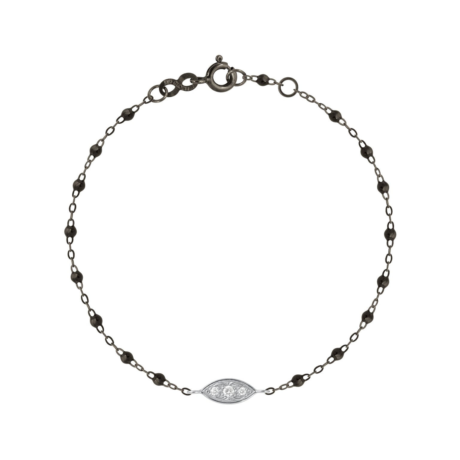 Gigi Clozeau - Bracelet noir Clin d’œil diamants, or noir et blanc, 17 cm
