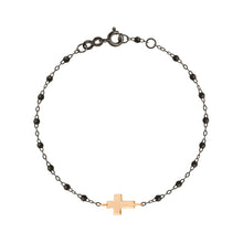 Gigi Clozeau - Bracelet noir Croix, or noir et rose, 17 cm