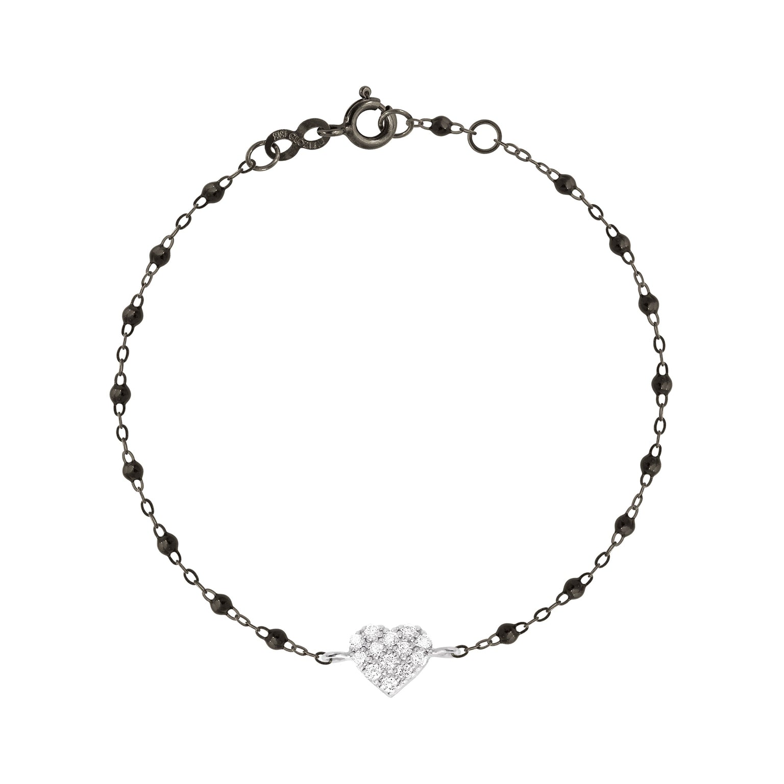 Gigi Clozeau - Bracelet noir In Love, diamants, or noir et blanc, 17 cm