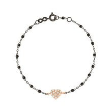 Gigi Clozeau - Bracelet noir In Love, diamants, or noir et rose, 17 cm