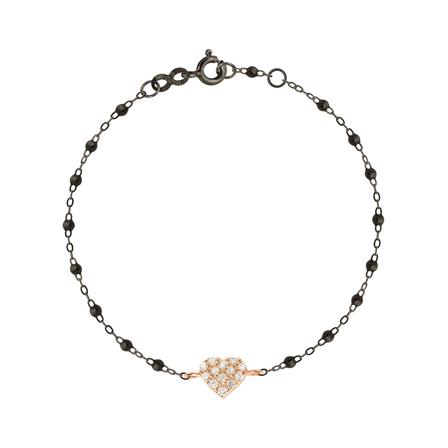 Gigi Clozeau - Bracelet noir In Love, diamants, or noir et rose, 17 cm