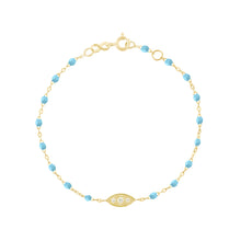 Gigi Clozeau - Bracelet turquoise Clin d’œil diamants, or jaune, 17 cm