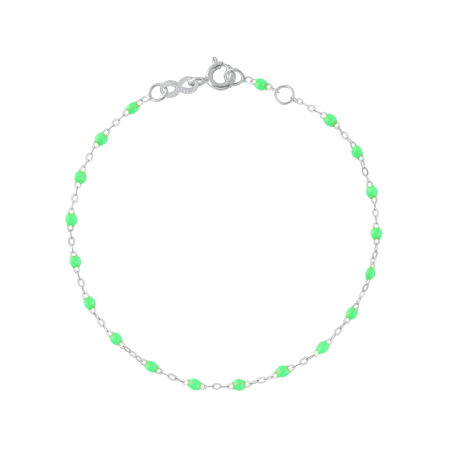 Gigi Clozeau - Bracelet vert fluo Classique Gigi, or blanc, 24 cm