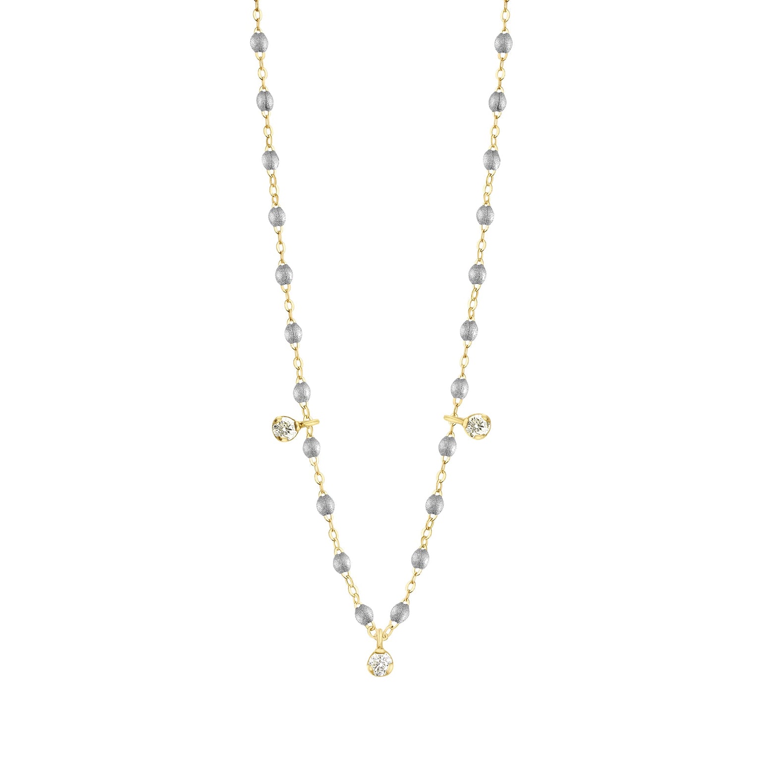Gigi Clozeau - Collier argent Gigi Suprême, or jaune, 3 diamants, 45 cm