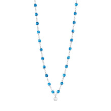 Gigi Clozeau - Collier azur Gigi Suprême, or blanc, 1 diamant, 42 cm