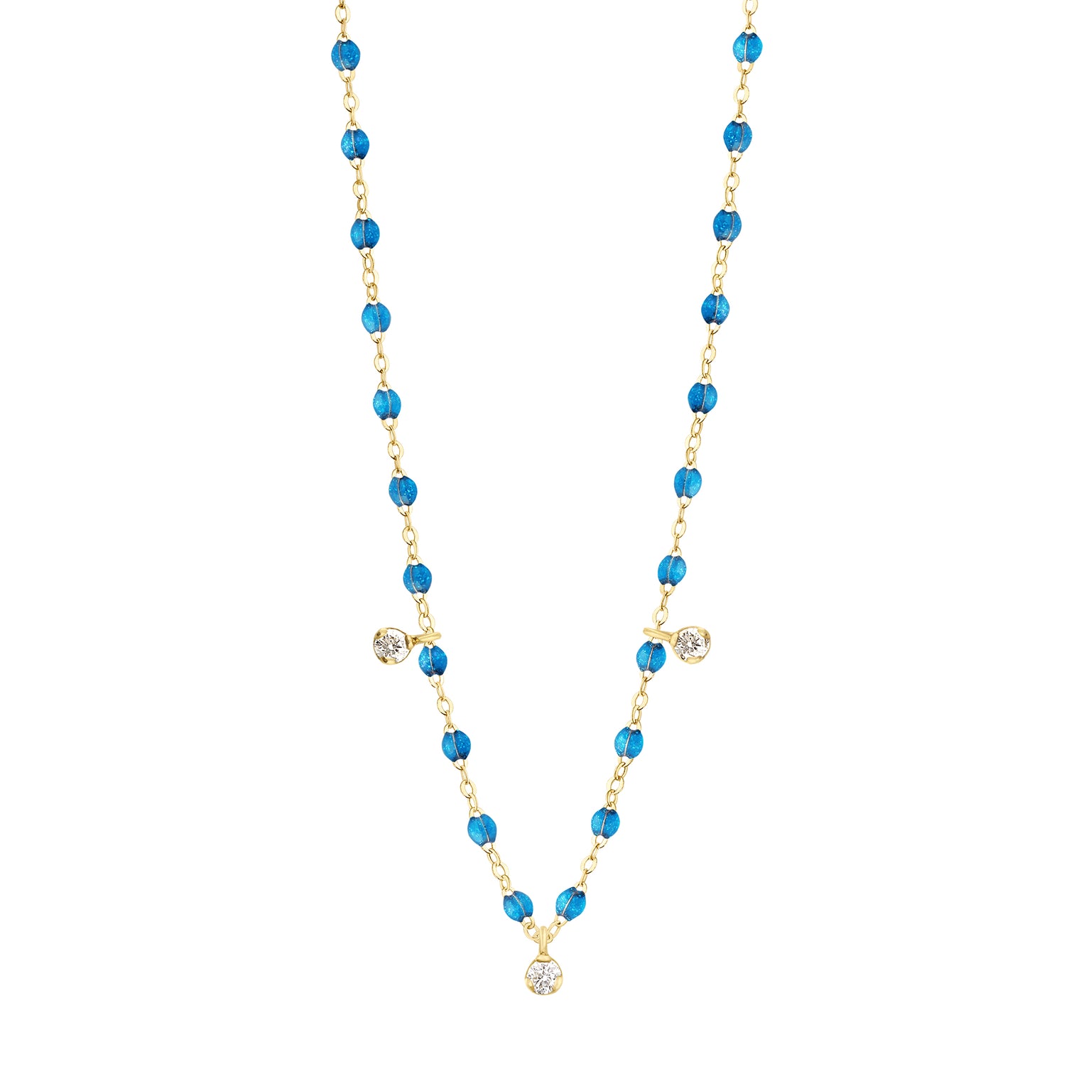 Gigi Clozeau - Collier azur Gigi Suprême, or jaune, 3 diamants, 45 cm