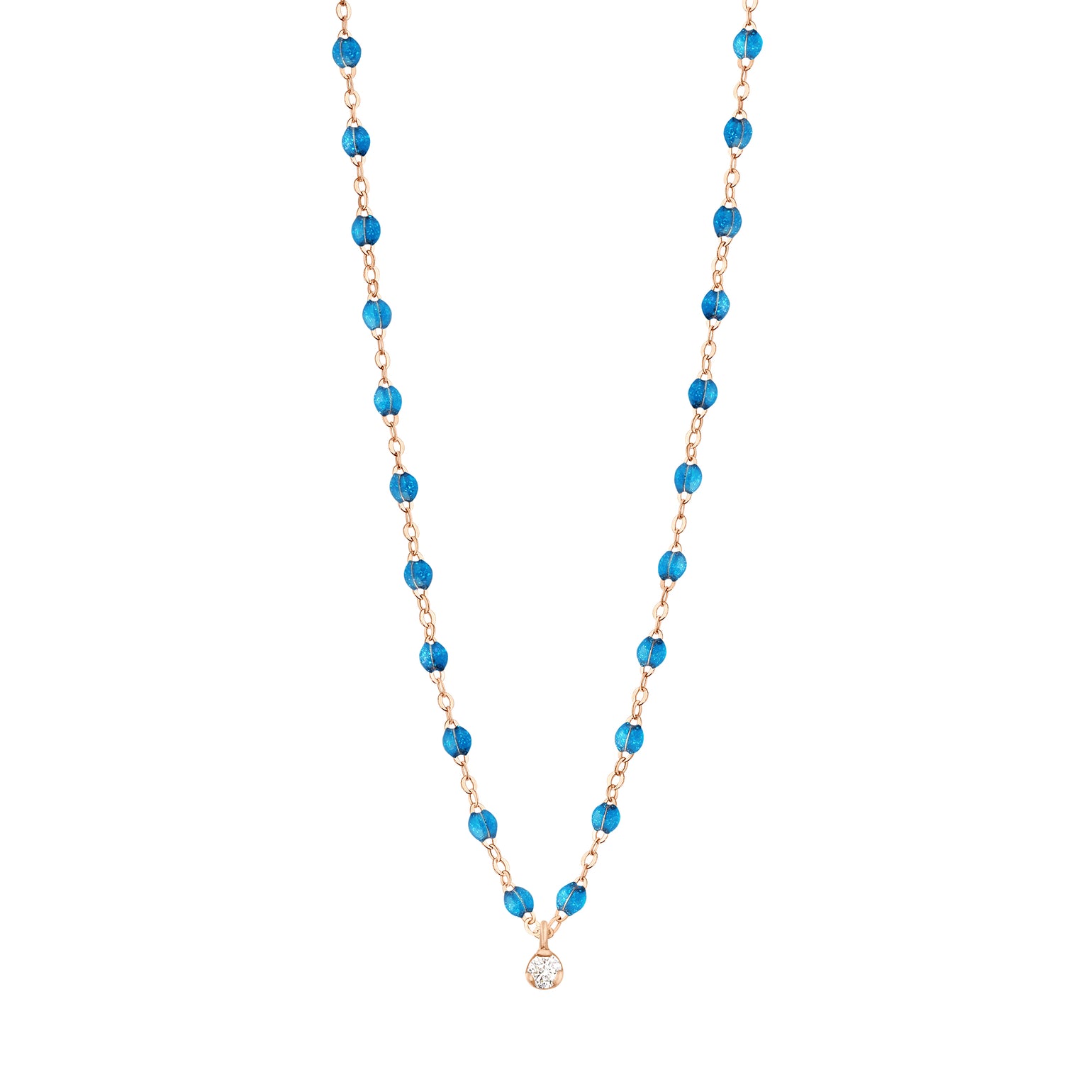 Gigi Clozeau - Collier azur Gigi Suprême, or rose, 1 diamant, 42 cm