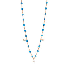 Gigi Clozeau - Collier azur Gigi Suprême, or rose, 3 diamants, 45 cm
