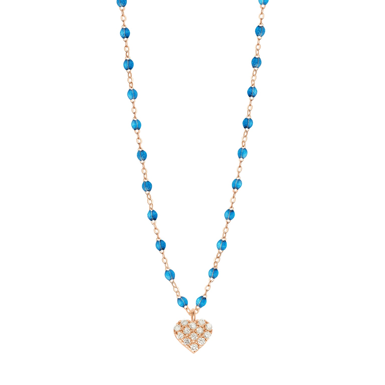 Gigi Clozeau - Collier azur In Love, diamants, or rose, 42 cm