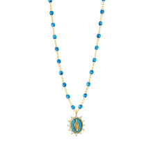 Gigi Clozeau - Collier azur Petite Madone Suprême, diamants, or jaune, 42 cm