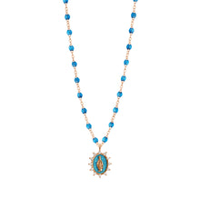 Gigi Clozeau - Collier azur Petite Madone Suprême, diamants, or rose, 42 cm