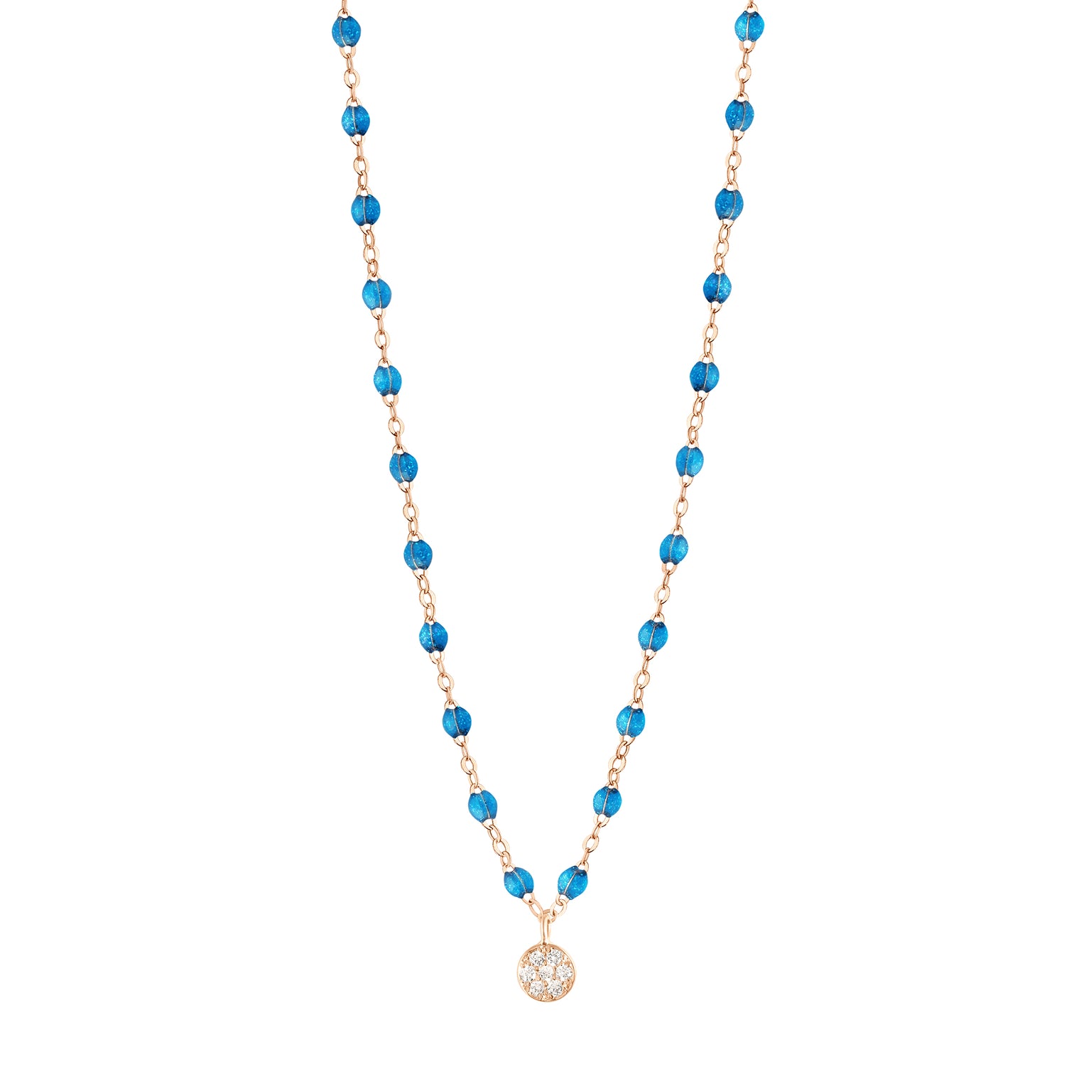 Gigi Clozeau - Collier azur Puce, diamants, or rose, 42 cm