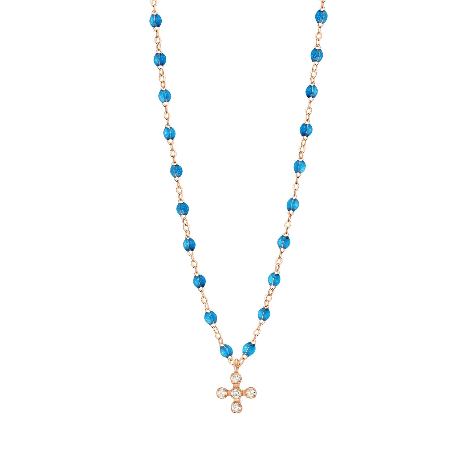 Gigi Clozeau - Collier azur Spark diamants, or rose, 42 cm